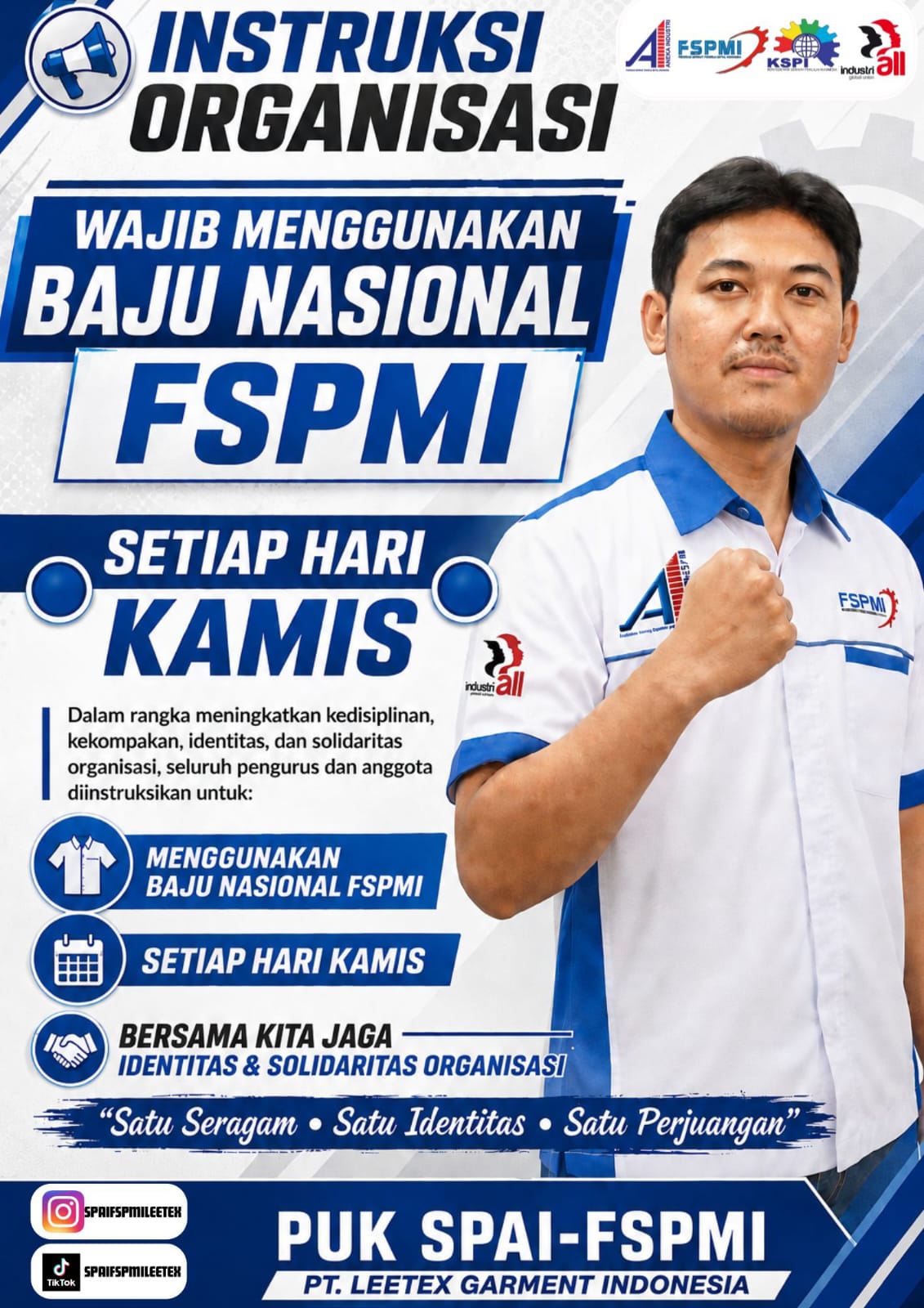 Perkuat Identitas,Wajib  Gunakan Atribut FSPMI Setiap Kamis
